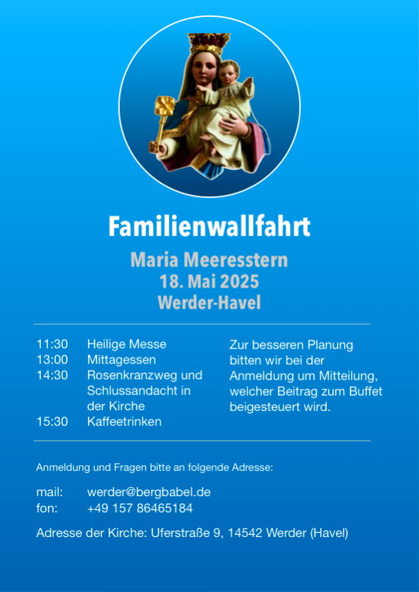 Infos zur Familienwallfahrt 18.5.25